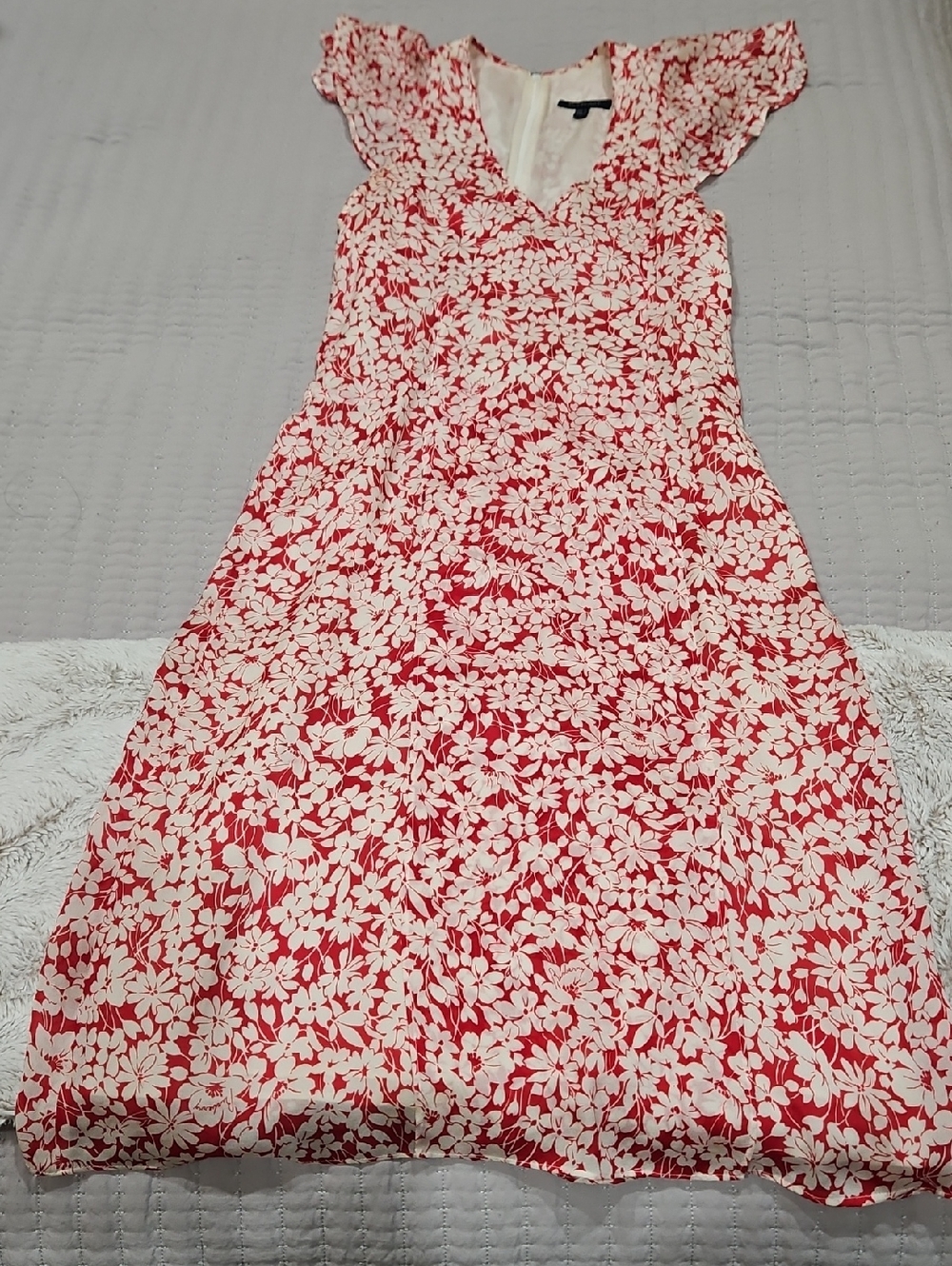 Vintage Burberry Red and Cream Floral Print Dress